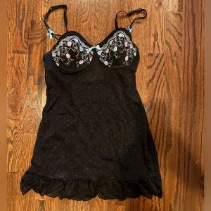 Black lace and embroidered babydoll lingerie